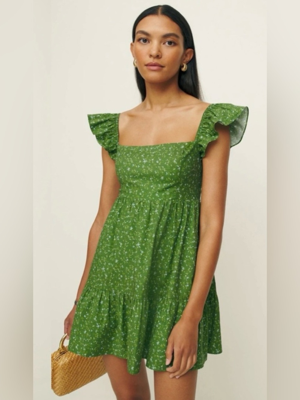 NWT Reformation Jeune Green Floral Mini Dress